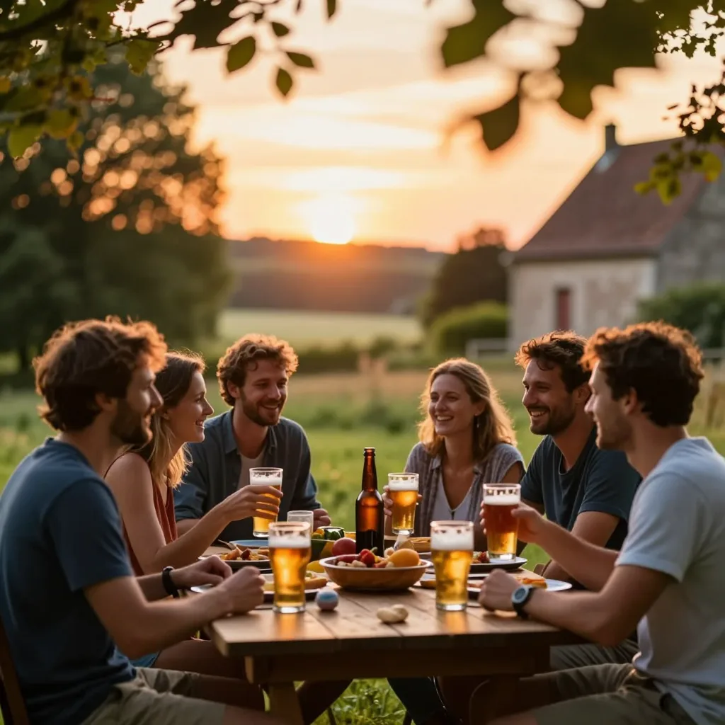 Buitenbarbecue op zonnige avond in de boswoud