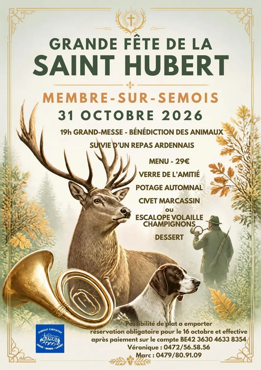 Saint-Hubert 2026 : messe, bénédiction des animaux et repas ardennais